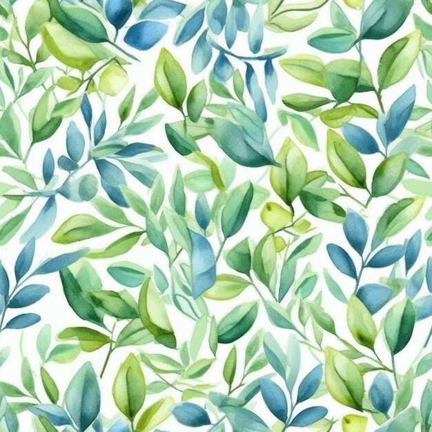 un dipinto ad acquerello di foglie verdi su sfondo bianco ai creativo