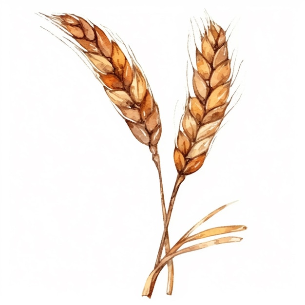 Un dipinto ad acquerello di grano su uno sfondo bianco