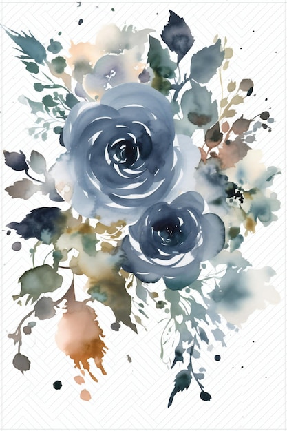 Un dipinto ad acquerello di rose blu.