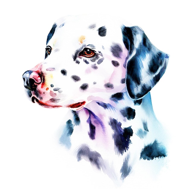 Un dipinto ad acquerello di un cane dalmata.