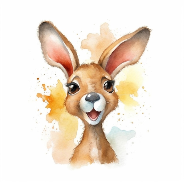 Un dipinto ad acquerello di un canguro.