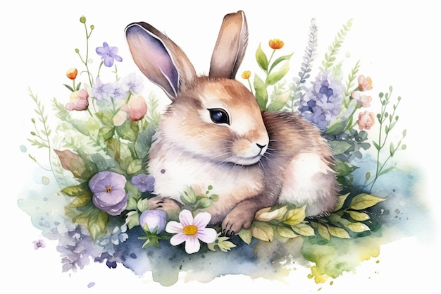 Un dipinto ad acquerello di un coniglio
