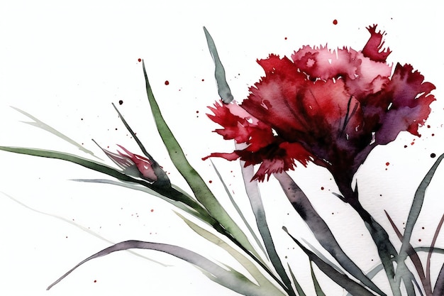 Un dipinto ad acquerello di un fiore rosso