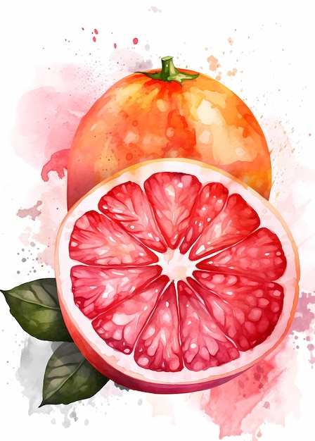 Un dipinto ad acquerello di un frutto con sopra la parola arancia