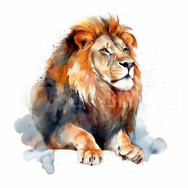 Un dipinto ad acquerello di un leone