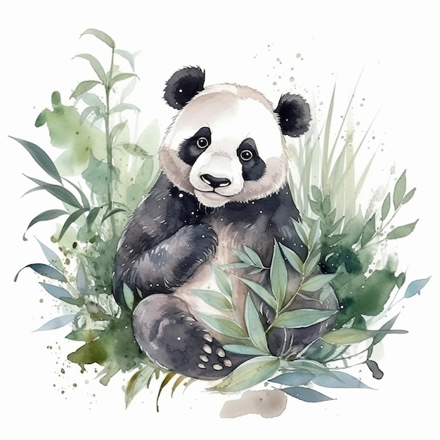 Un dipinto ad acquerello di un orso panda.