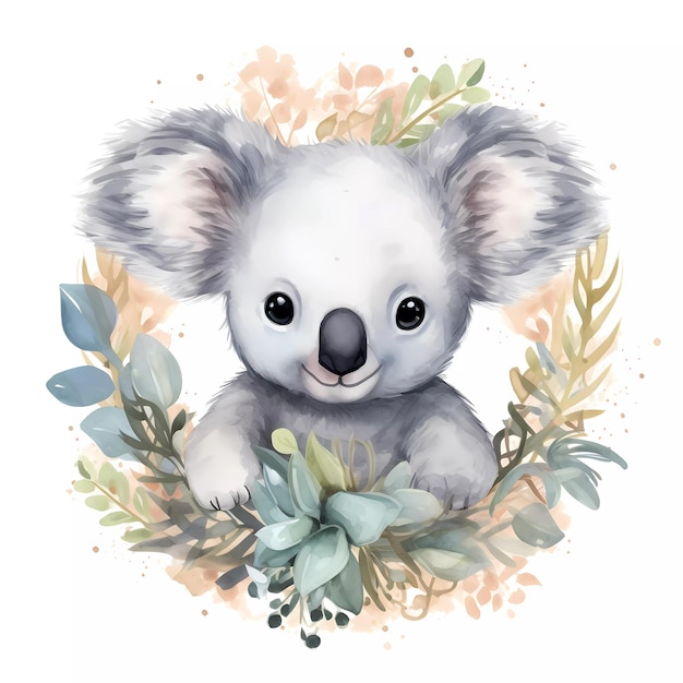 Un dipinto ad acquerello di un simpatico koala