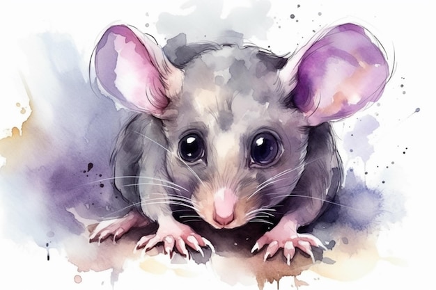 Un dipinto ad acquerello di un topo