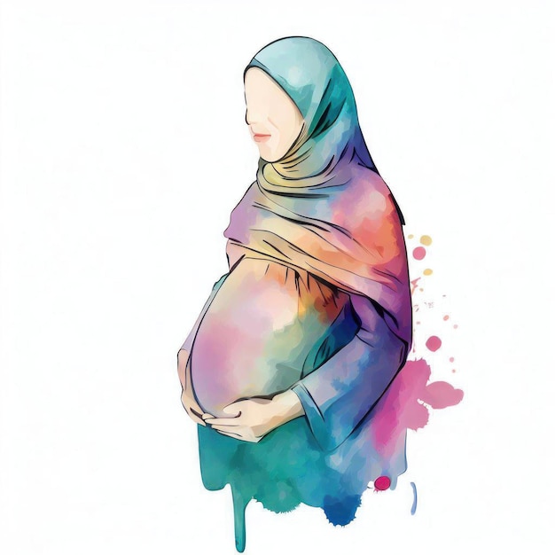 Un dipinto ad acquerello di una donna incinta
