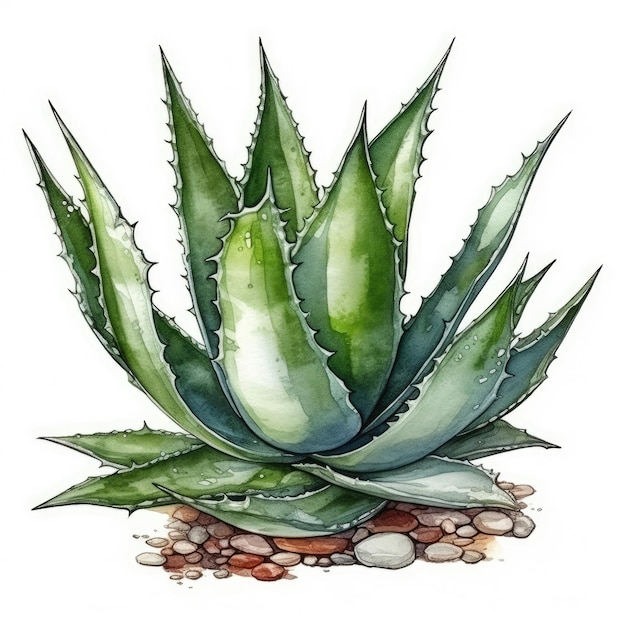 Un dipinto ad acquerello di una pianta di agave