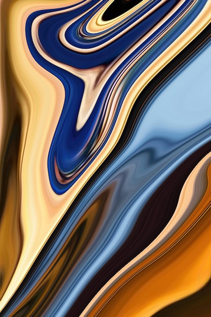Un dipinto astratto colorato con uno sfondo blu.