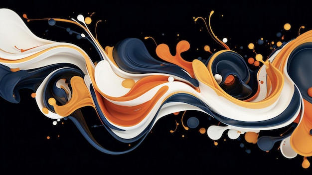 un dipinto astratto con colori arancione nero e bianco
