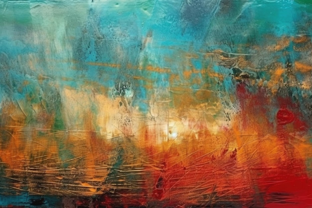 Un dipinto astratto con colori vivaci e pennellate audaci