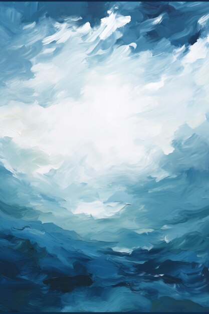 un dipinto astratto dell'oceano e delle nuvole