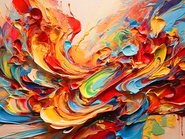 Un dipinto astratto vibrante e dinamico pieno di una sinfonia di colori La tela è un vortice di r