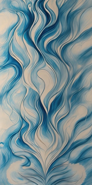 Un dipinto blu e bianco di un disegno a onde