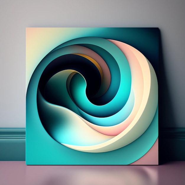 Un dipinto colorato con un disegno a spirale sul fondo.