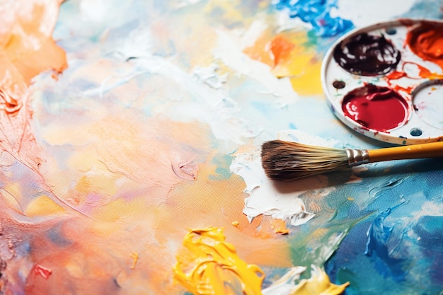 Un dipinto colorato con un sacco di pennellate e schizzi di vernice