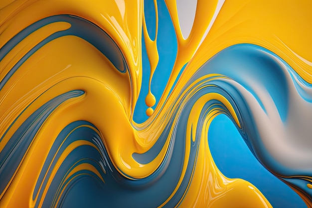 Un dipinto colorato con uno sfondo blu e giallo