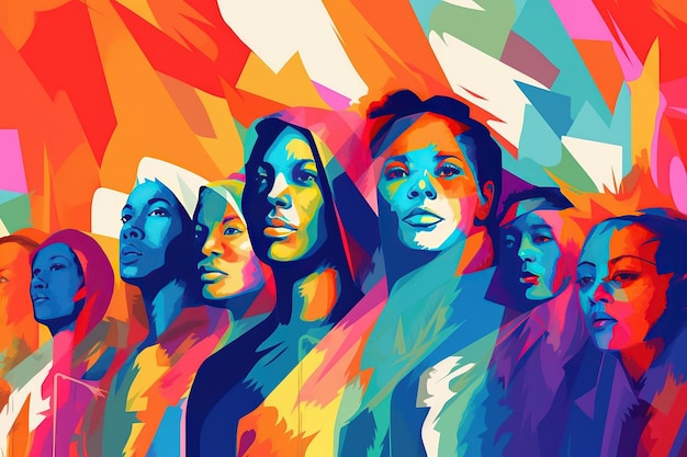 Un dipinto colorato di donne