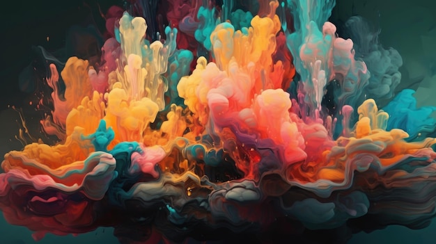 Un dipinto colorato di un'esplosione liquida