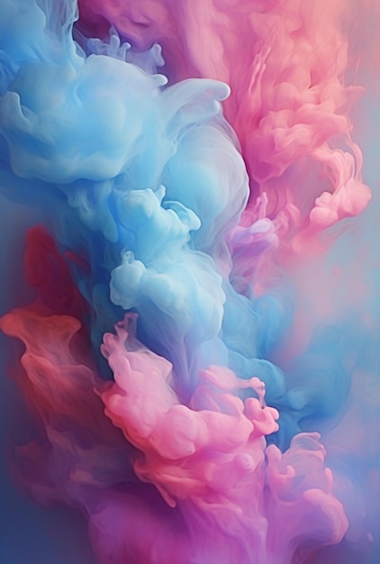 Un dipinto colorato di un fumo rosa e blu.