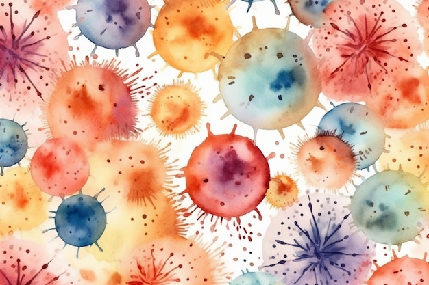 Un dipinto colorato di un gruppo di batteri.