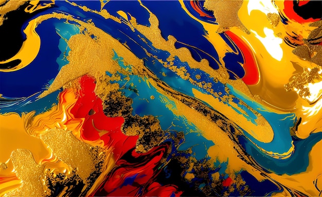 Un dipinto colorato di un liquido blu e giallo con sopra la parola amore.