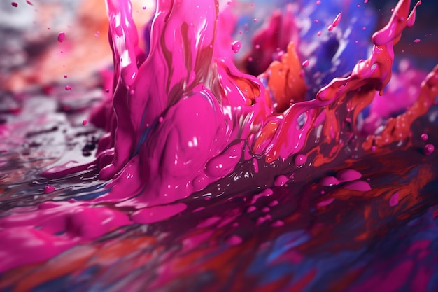 Un dipinto colorato di un liquido viola e rosso.