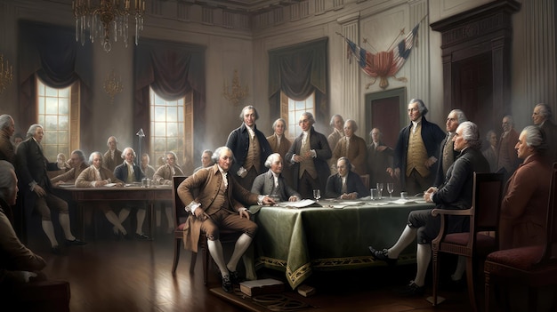 Un dipinto della costituzione degli Stati Uniti d'America.