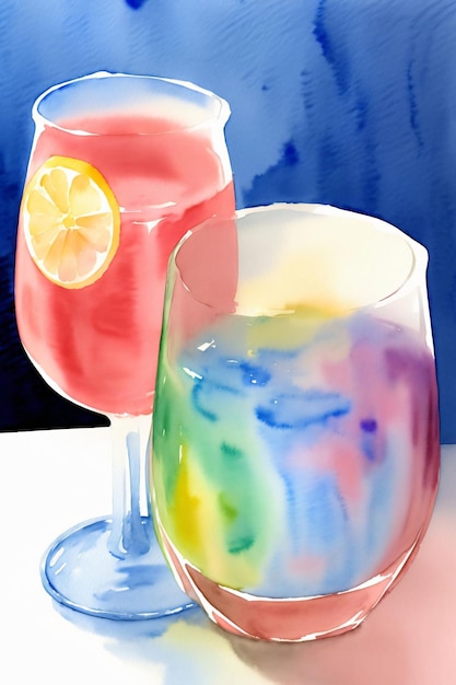 Un Dipinto Di Due Bicchieri Pieni Di Liquido