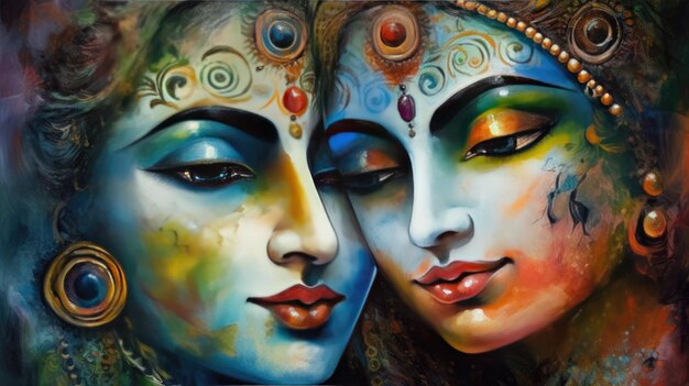 Un dipinto di due divinità con la parola shiva a sinistra.