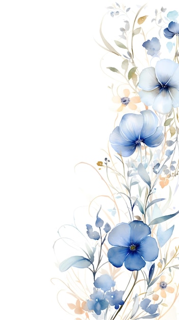 un dipinto di fiori blu su sfondo bianco Sfondo astratto con foglie di colore ceruleo