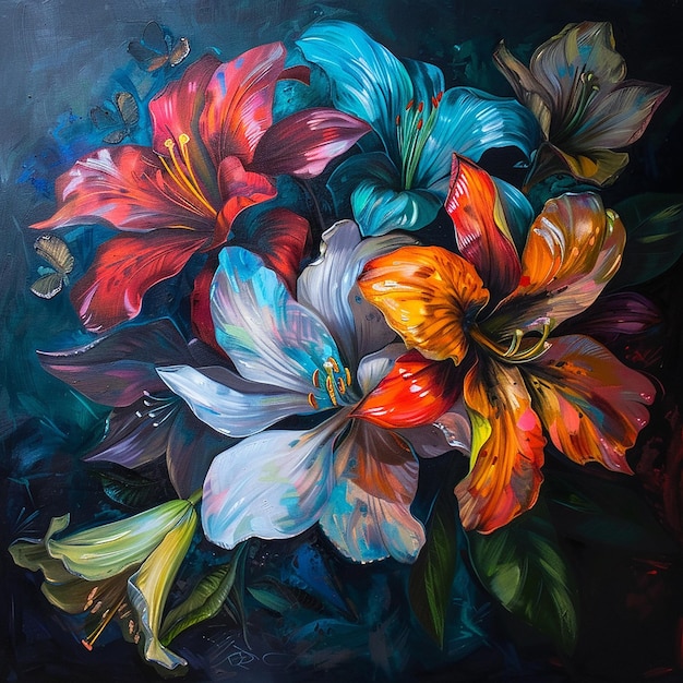 un dipinto di fiori con la parola ibisco in fondo