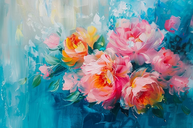 un dipinto di fiori con le parole "fiori" in acqua