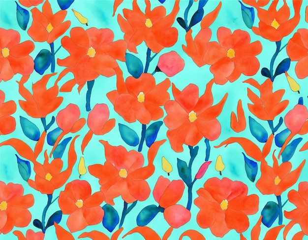 Un dipinto di fiori d'arancio con sfondo blu