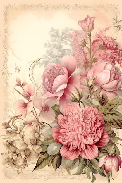 un dipinto di fiori della collezione di peonie