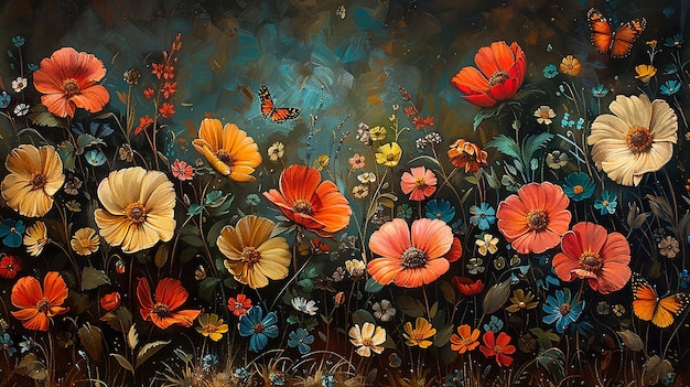 un dipinto di fiori e farfalle da persona
