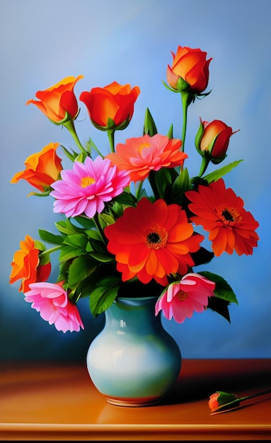 Un dipinto di fiori in un vaso che dice primavera