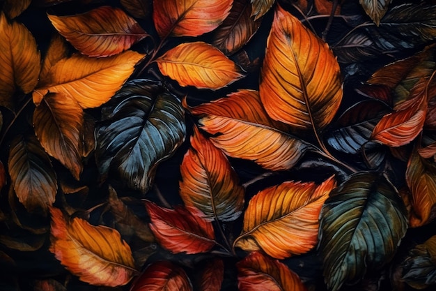 Un dipinto di foglie