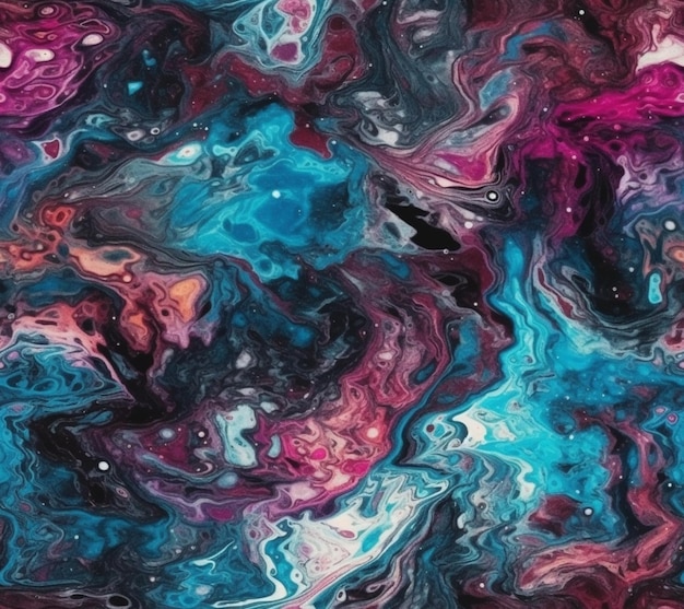 Un dipinto di galassia colorata con uno sfondo nero e un dipinto di galassia rosa e blu.