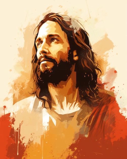 un dipinto di Gesù con i capelli lunghi e la barba