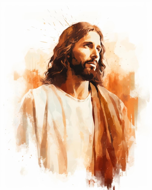 un dipinto di Gesù su uno sfondo bianco