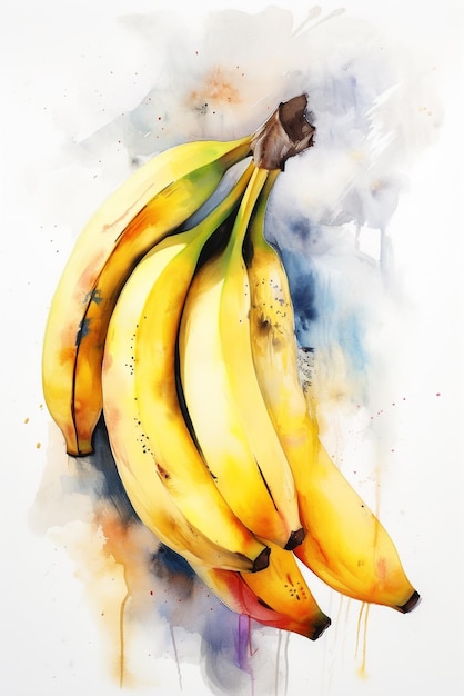 Un dipinto di immagini di illustrazioni ad acquerello di banane