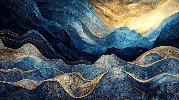 un dipinto di onde e il sole che tramonta su un oceano blu