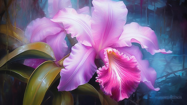 Un dipinto di orchidee rosa con sopra la parola orchidee