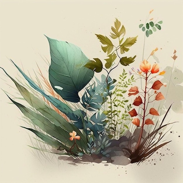 Un dipinto di piante e fiori con la scritta "agave" sul fondo.