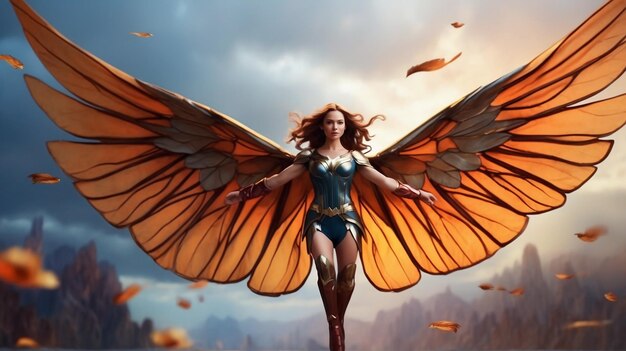 un dipinto di un angelo femminile con le ali che dice " angelo "