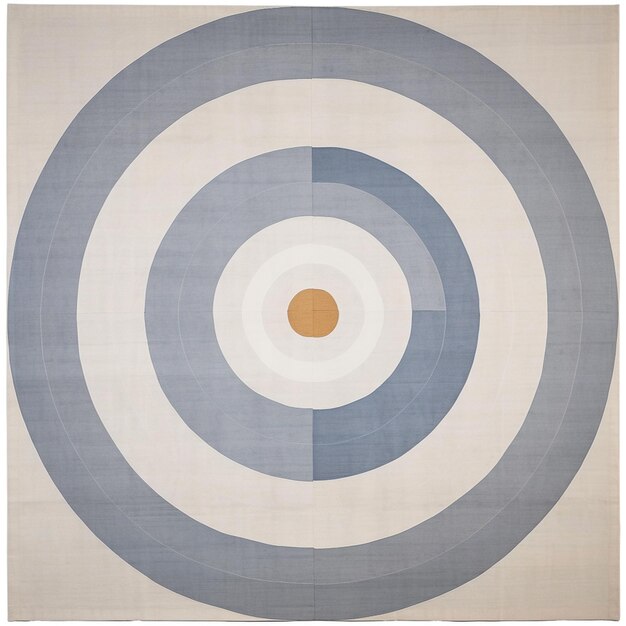 Un dipinto di un bersaglio blu e bianco con un cerchio giallo al centro.