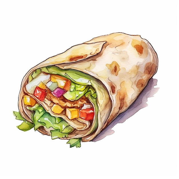 Un dipinto di un burrito con lattuga generativa ai